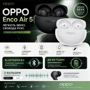 Навушники Oppo Enco Air 5 TWS бездротові Bluetooth Оригінал Нові