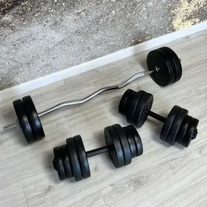 Штанга W-подібна на 25 кг + Дві гантелі по 16 кг від RN-Sport