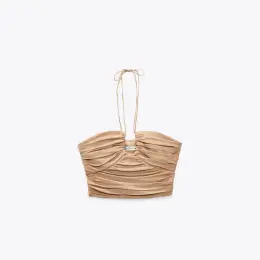 Ефектний топ з драпуванням Zara нюдовий S