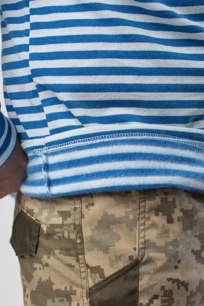 Тільник утеплений з начосом Military | Тільняшка зимова в'язана, Світло-синій — фото 5