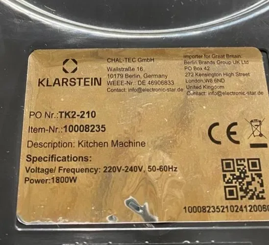 Тістоміс Klarstein з Німеччини 1800w / планетарний міксер / блендер / електрична м’ясорубка / комбайн / тестомес / планетарный миксер с Германии — фото 7