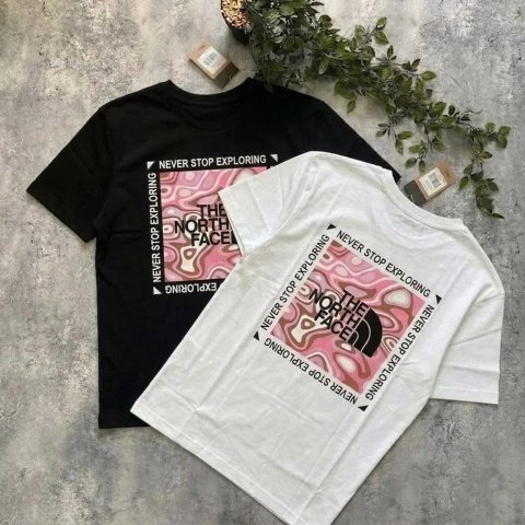 TNF // Футболка THE NORTH FACE PinkBox // Большой Принт Розовый Квадрат ТНФ