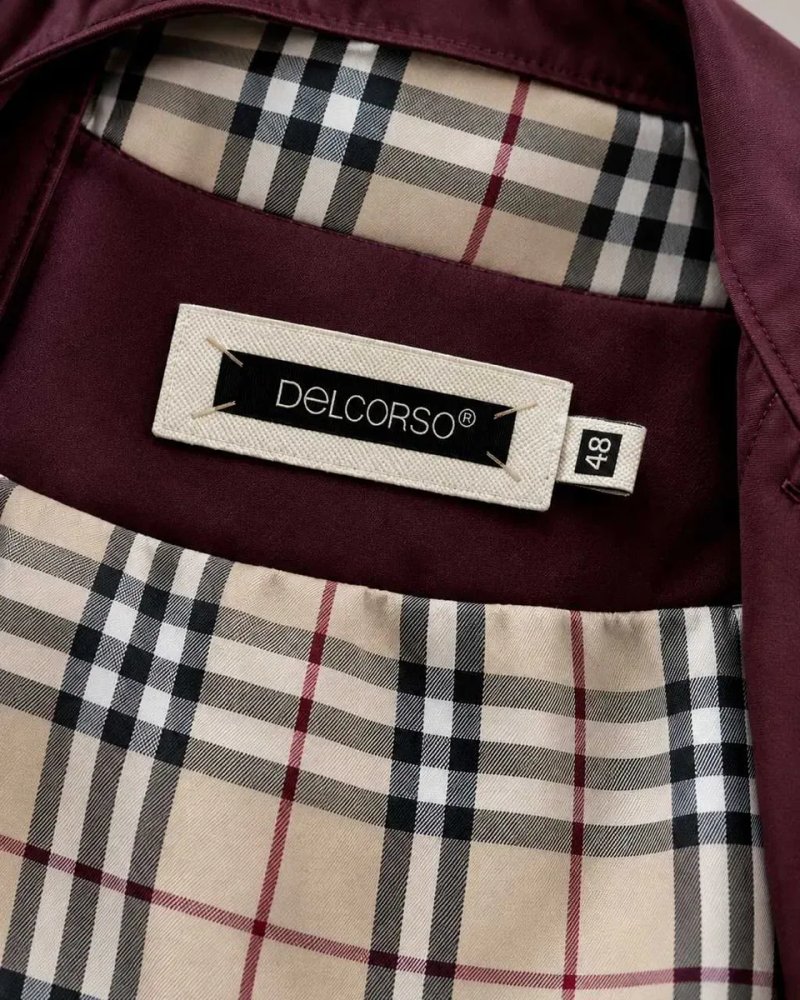 Тренч Delcorso бордовий, розмір 48, бавовна, з поясом — фото 4