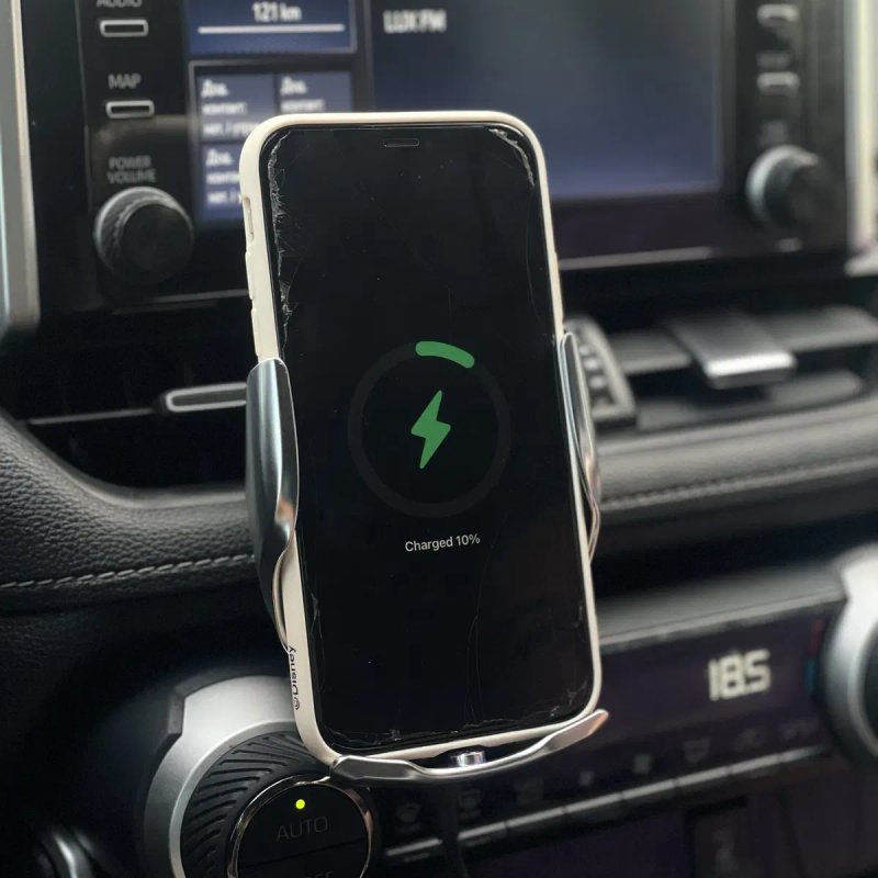 Тримач для телефона в машину автотримач з бездротовою зарядкою автомобільний держатель телефона крепление подставка в авто держатели для телефонов — фото 4