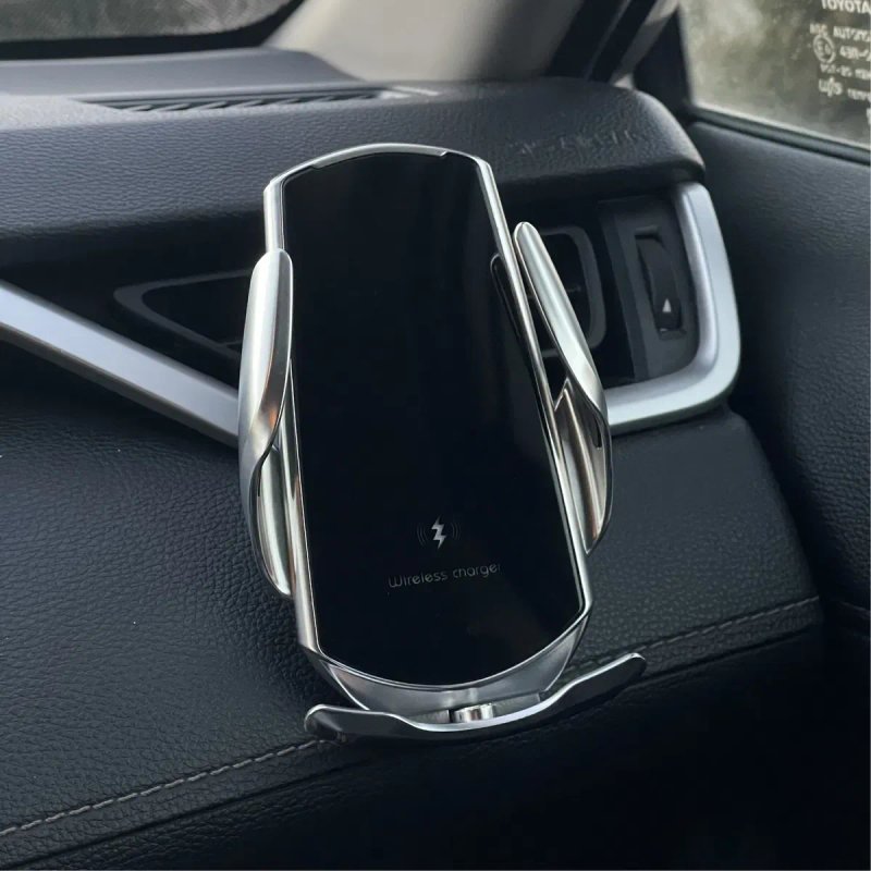 Тримач для телефона в машину автотримач з бездротовою зарядкою автомобільний держатель телефона крепление подставка в авто держатели для телефонов — фото 5