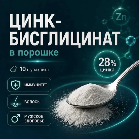 Цинк бисглицинат бісгліцинат гліцинат в порошку 10г хелат