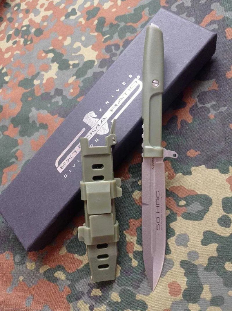 Туристичний мисливський ніж Extrema Ratio Requiem Green 23.8см,тактичний похідний ніж з гравіюнням Extrema Ratio,пластикові ножни з кріпленням MOLLE — фото 2
