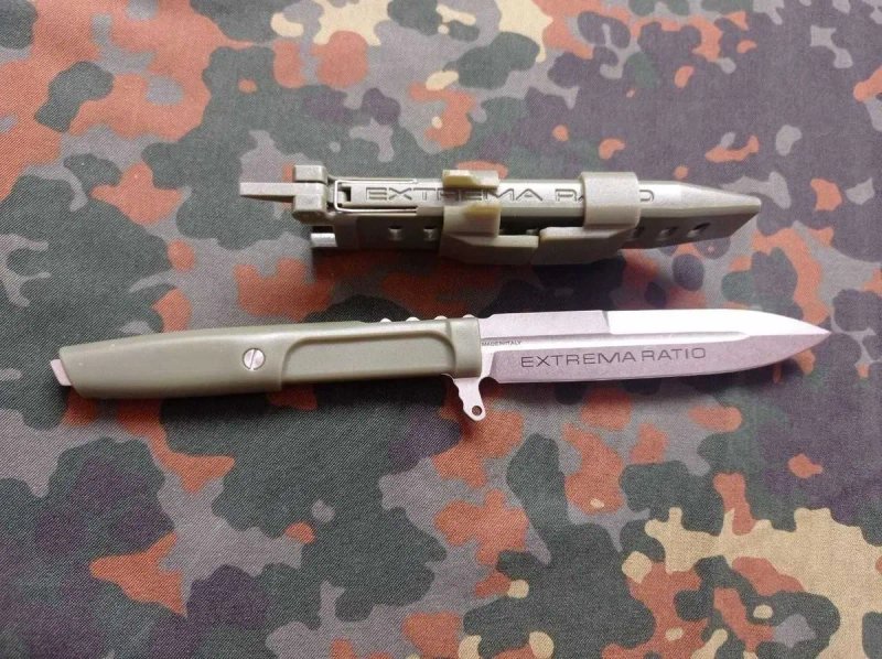 Туристичний мисливський ніж Extrema Ratio Requiem Green 23.8см,тактичний похідний ніж з гравіюнням Extrema Ratio,пластикові ножни з кріпленням MOLLE — фото 6