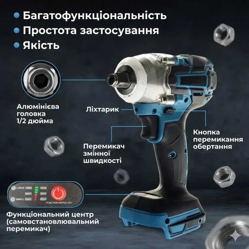 Ударний акумуляторний гайковерт Makita 48V з 2 АКБ, кейс арт.1542 — фото 4