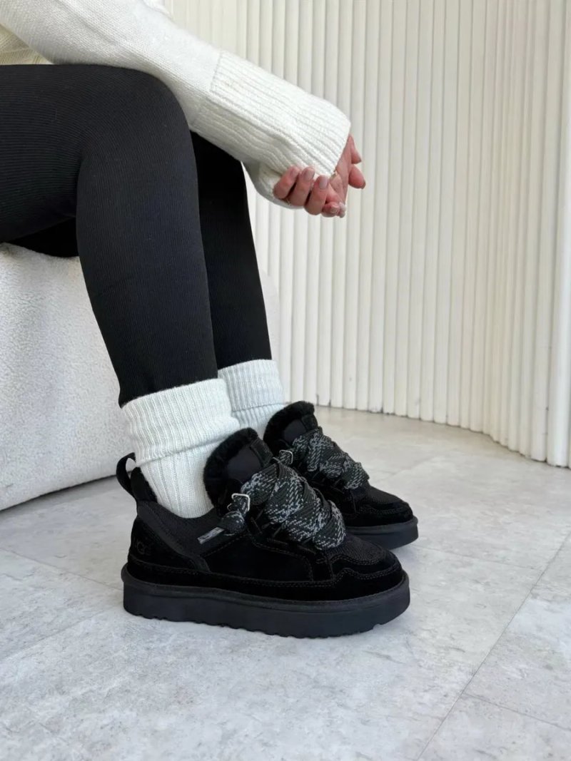 Ugg Lowmel Black жіночі уггі ловмел чорні на овчині теплі зимові черевики ugg — фото 7