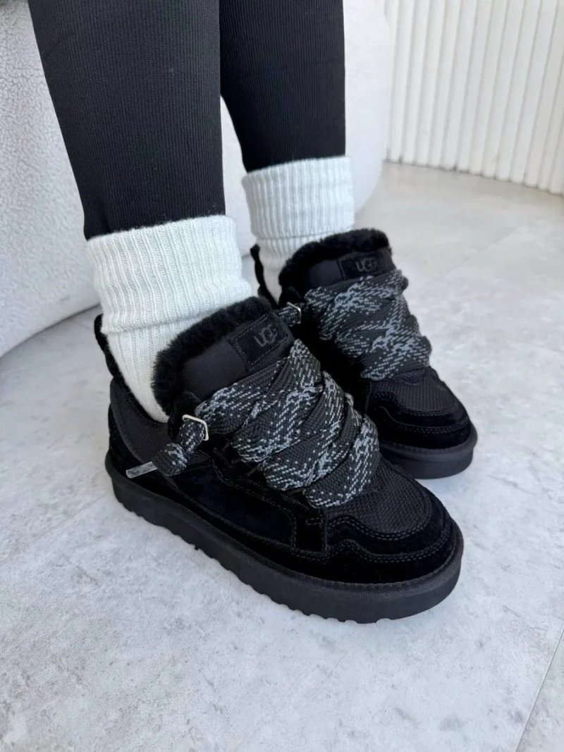 Ugg Lowmel Black жіночі уггі ловмел чорні на овчині теплі зимові черевики ugg — фото 8