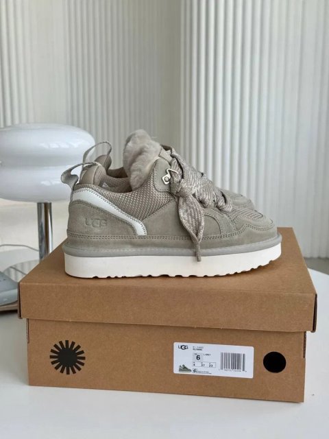 Ugg Lowmel Grey White жіночі уггі ловмел сірі на овчині теплі зимові черевики угг