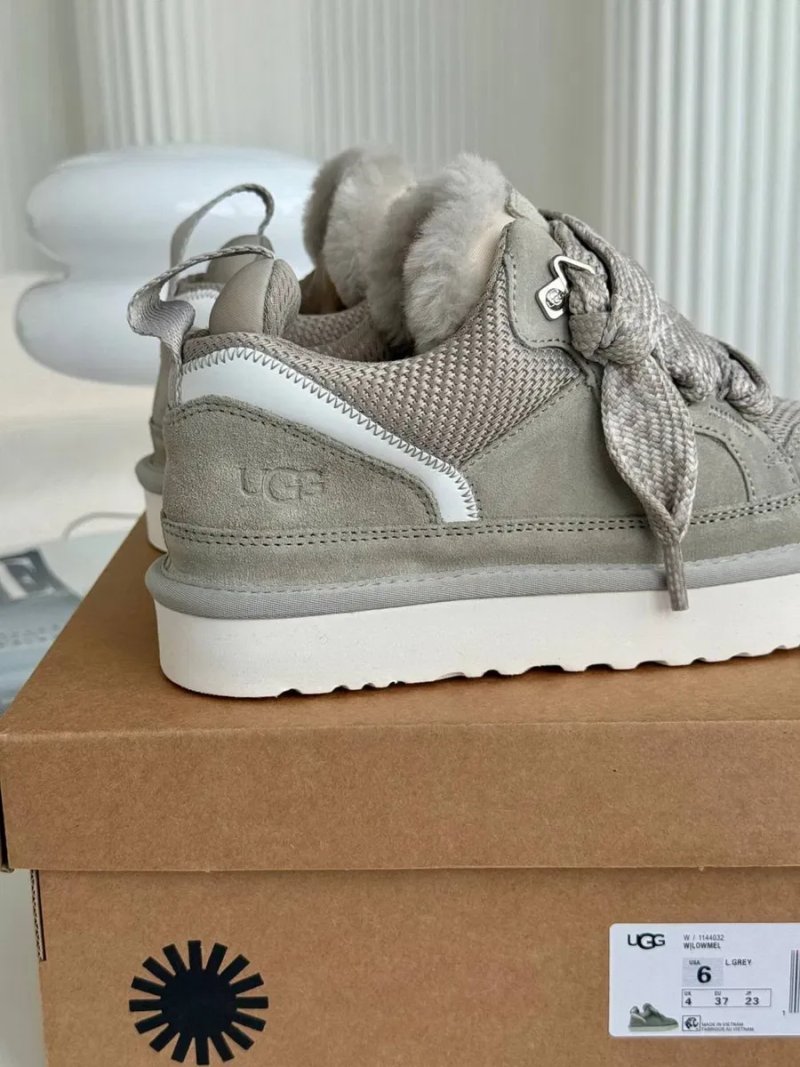 Ugg Lowmel Grey White жіночі уггі ловмел сірі на овчині теплі зимові черевики угг — фото 2