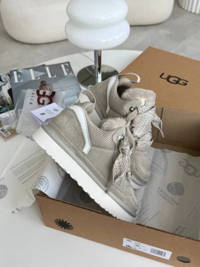 Ugg Lowmel Grey White жіночі уггі ловмел сірі на овчині теплі зимові черевики угг — фото 5