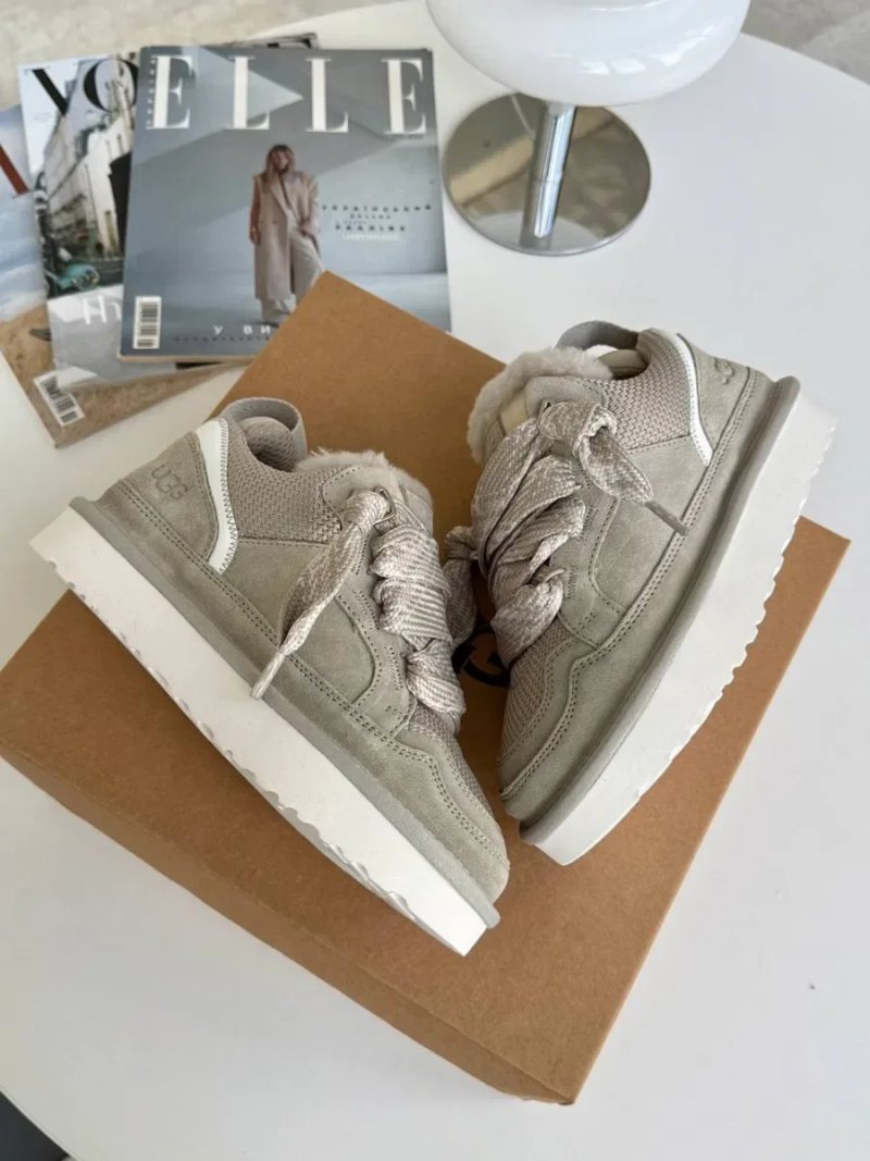 Ugg Lowmel Grey White жіночі уггі ловмел сірі на овчині теплі зимові черевики угг — фото 6