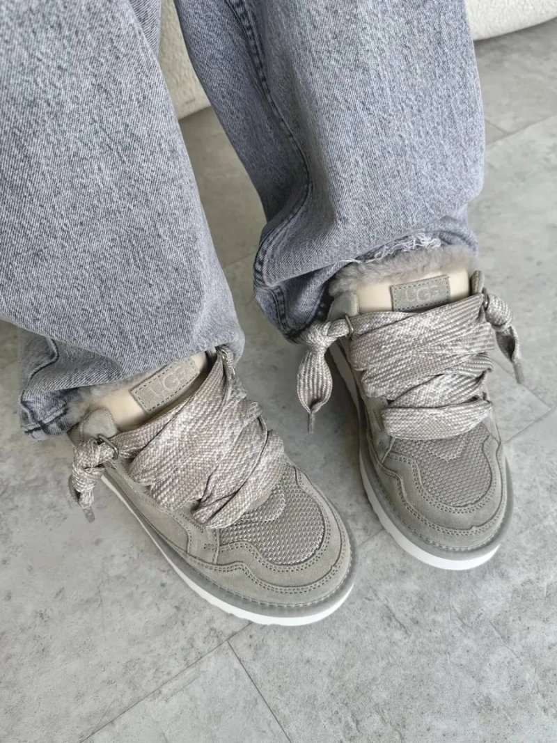 Ugg Lowmel Grey White жіночі уггі ловмел сірі на овчині теплі зимові черевики угг — фото 7