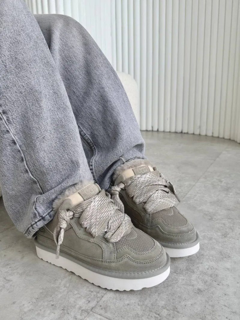 Ugg Lowmel Grey White жіночі уггі ловмел сірі на овчині теплі зимові черевики угг — фото 8
