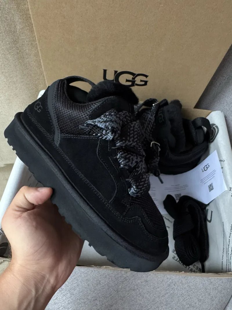 UGG Lowmel Sneaker Black жіночі уггі ловмел чорні на овчині теплі зимові — фото 3