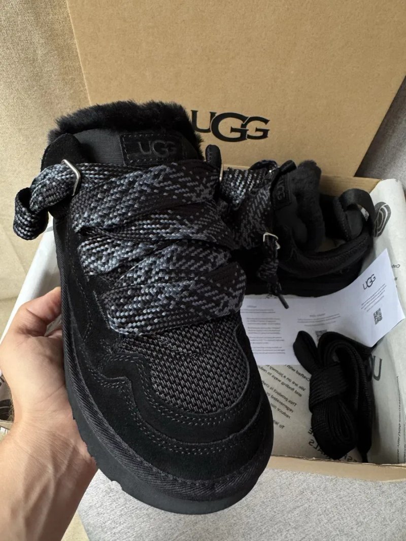 UGG Lowmel Sneaker Black жіночі уггі ловмел чорні на овчині теплі зимові — фото 4