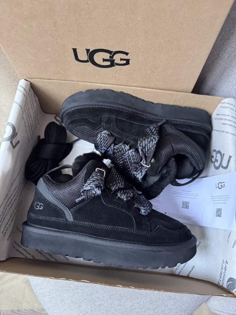 UGG Lowmel Sneaker Black жіночі уггі ловмел чорні на овчині теплі зимові — фото 8
