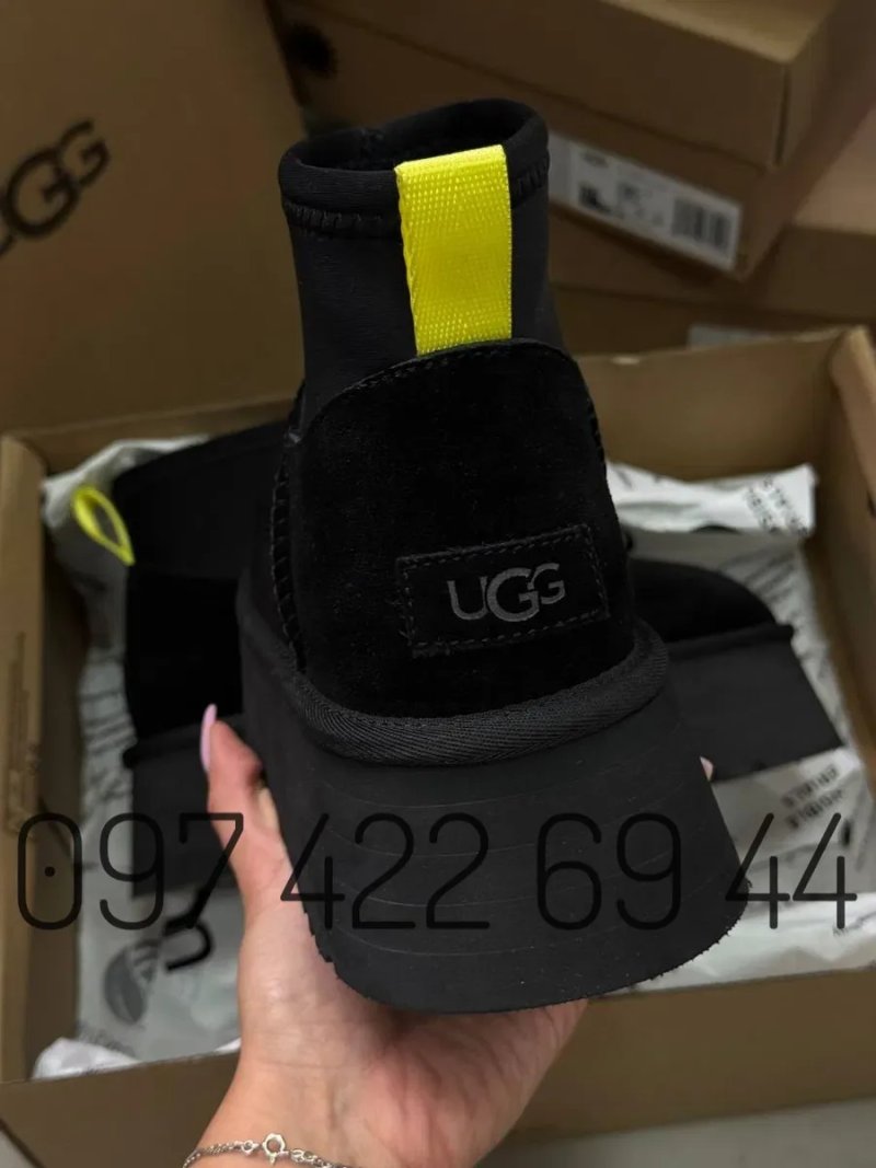 Уггі UGG Classic Mini Dipper Black Жіночі Угги UGG Classic Mini Dipper — фото 4