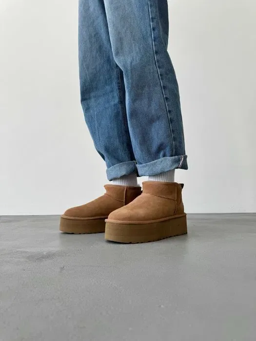 Уггі Ugg Classic Ultra Mini Platform XL Chestnut premium угги — фото 4
