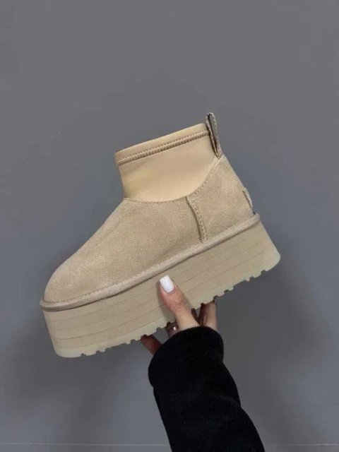 Уггі UGG Dipper Mini Light Beige premium натуральні замша та хутро