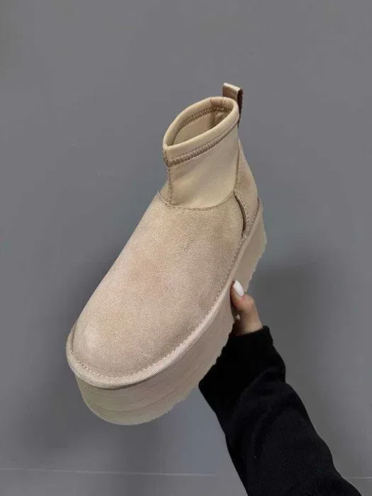 Уггі UGG Dipper Mini Light Beige premium натуральні замша та хутро — фото 2