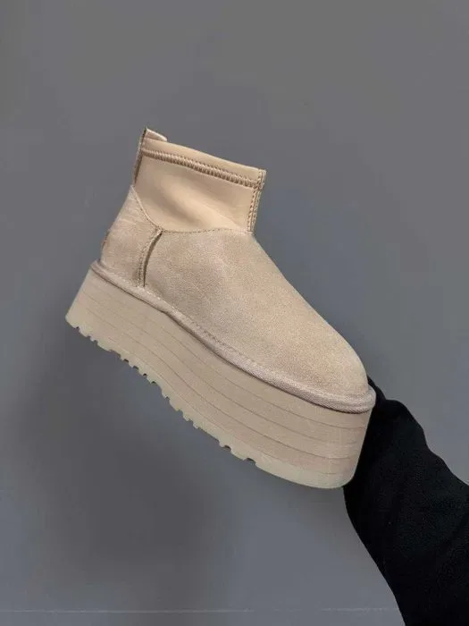 Уггі UGG Dipper Mini Light Beige premium натуральні замша та хутро — фото 4
