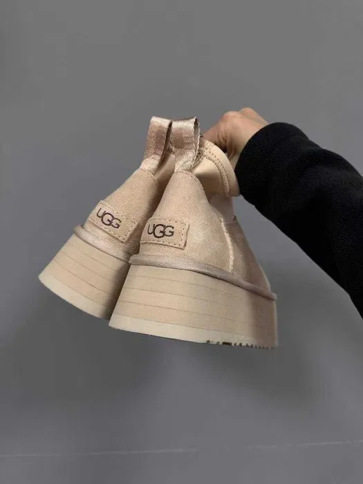 Уггі UGG Dipper Mini Light Beige premium натуральні замша та хутро — фото 7