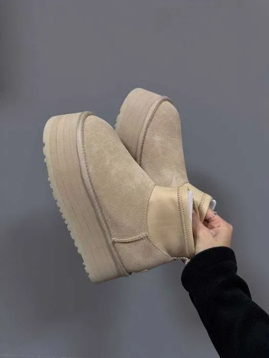 Уггі UGG Dipper Mini Light Beige premium натуральні замша та хутро — фото 8
