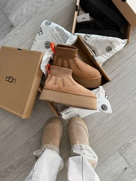 Уггі UGG Dipper Mini Platform Ankle Chestnut premium натуральна замша і овчина — фото 2