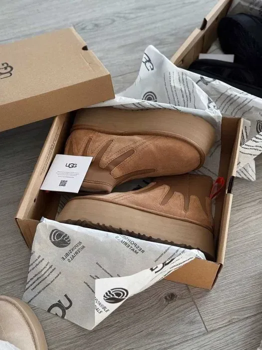 Уггі UGG Dipper Mini Platform Ankle Chestnut premium натуральна замша і овчина — фото 3