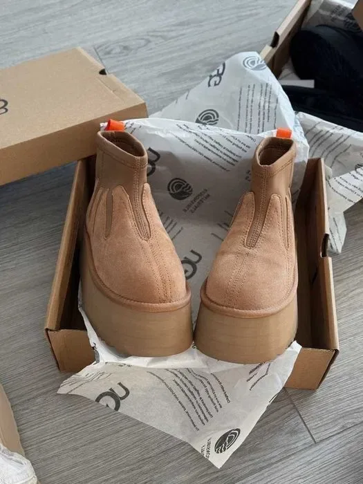 Уггі UGG Dipper Mini Platform Ankle Chestnut premium натуральна замша і овчина — фото 4