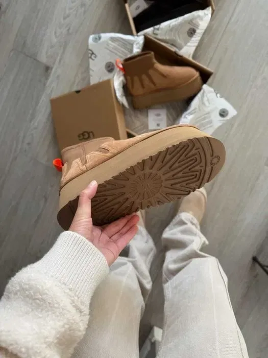 Уггі UGG Dipper Mini Platform Ankle Chestnut premium натуральна замша і овчина — фото 5