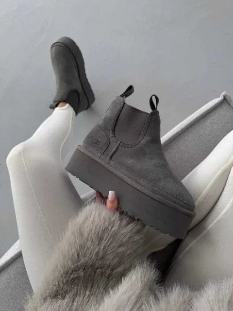 Уггі UGG Neumel Chelsea Platform Grey premium натуральні матеріали