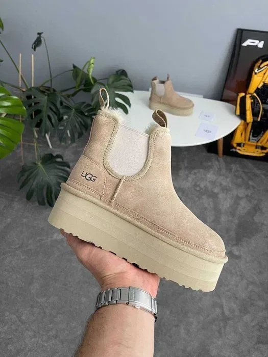 Уггі UGG Neumel Chelsea Platform Sand premium натуральні хутро та замш — фото 2
