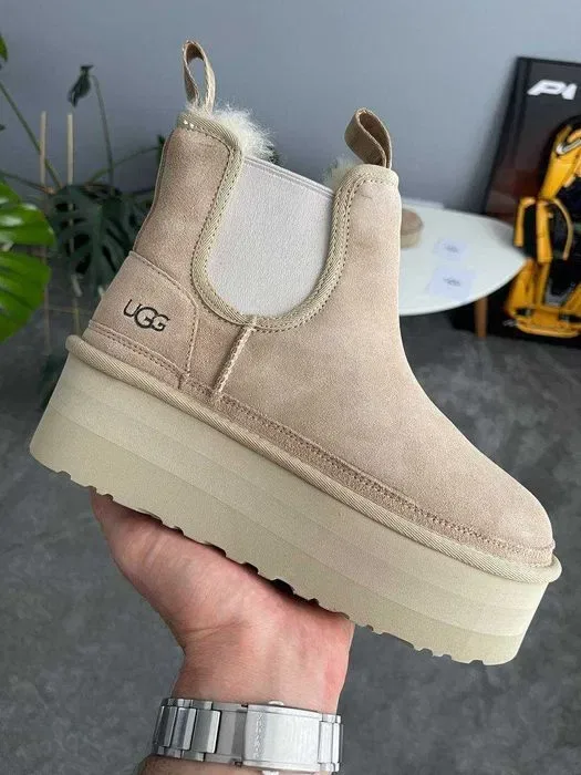 Уггі UGG Neumel Chelsea Platform Sand premium натуральні хутро та замш — фото 3