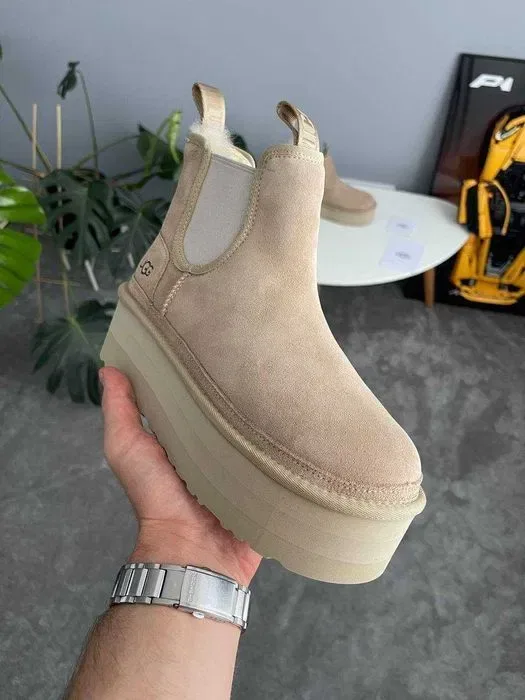 Уггі UGG Neumel Chelsea Platform Sand premium натуральні хутро та замш — фото 4