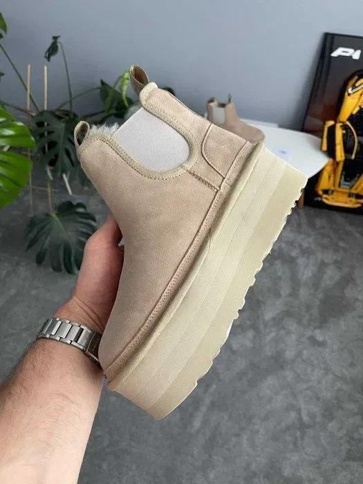 Уггі UGG Neumel Chelsea Platform Sand premium натуральні хутро та замш — фото 6