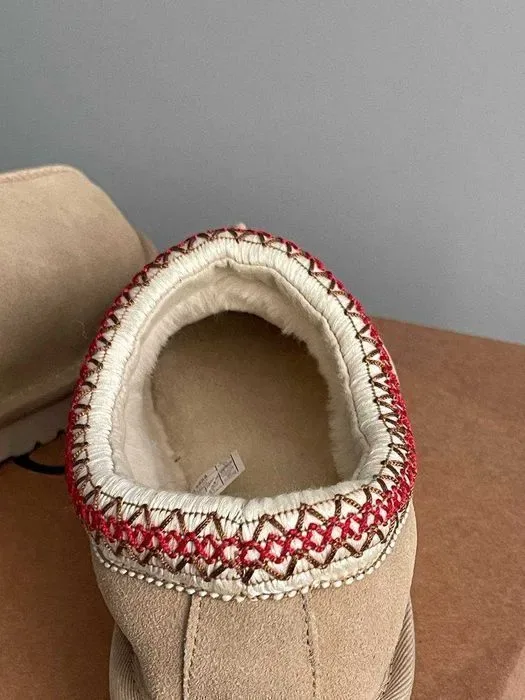 Уггі UGG Tasman II Sand Beige Dark Cherry premium угги осінні/зимові з хутром — фото 8