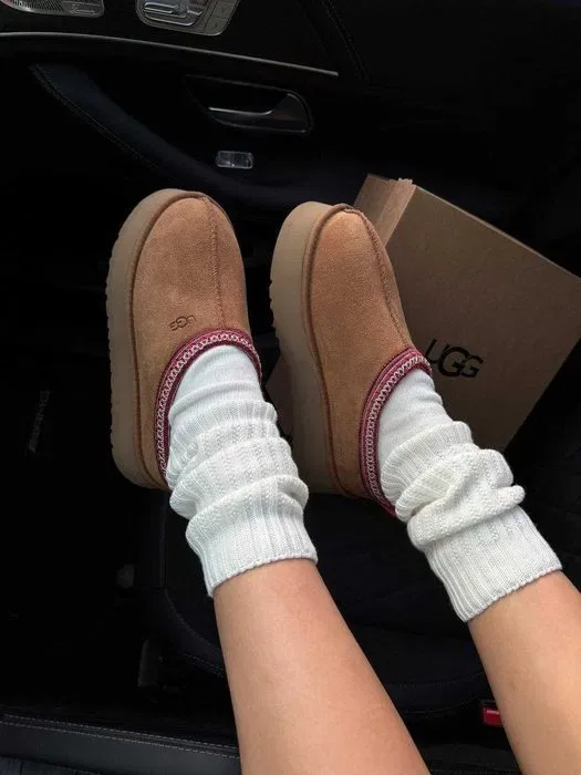 Уггі UGG Tasman Platform XL Chestnut premium осінні/зимові з хутром — фото 3