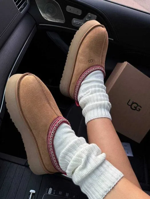 Уггі UGG Tasman Platform XL Chestnut premium осінні/зимові з хутром — фото 4