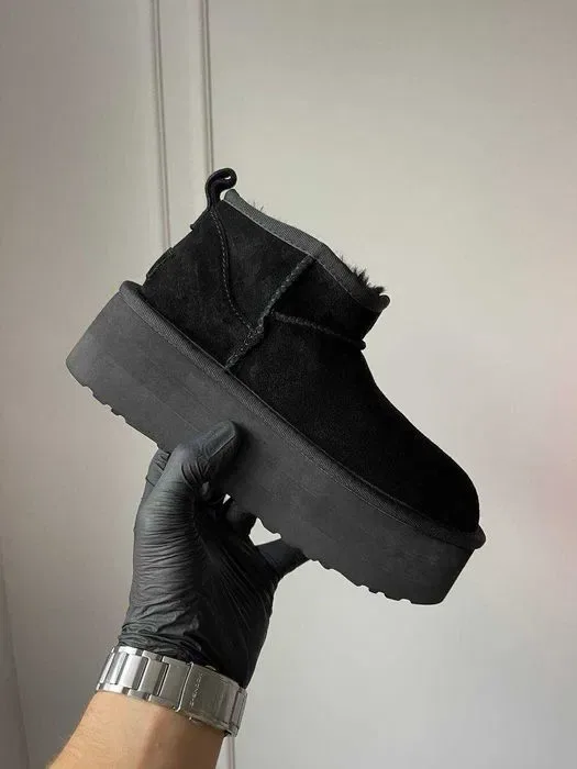 Уггі UGG Ultra Mini Platform Black Suede premium натуральна замша і овчина — фото 3