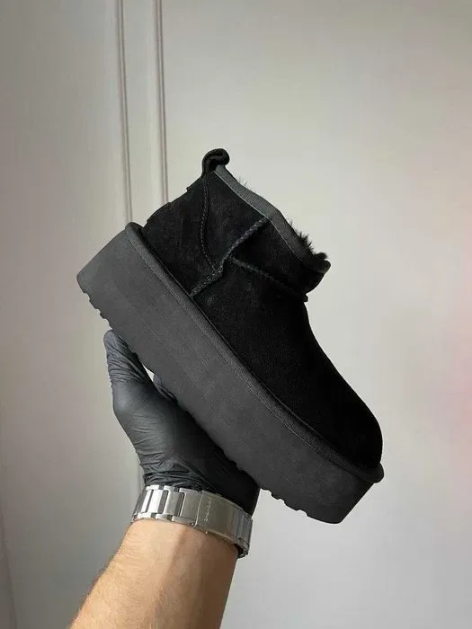 Уггі UGG Ultra Mini Platform Black Suede premium натуральна замша і овчина — фото 4