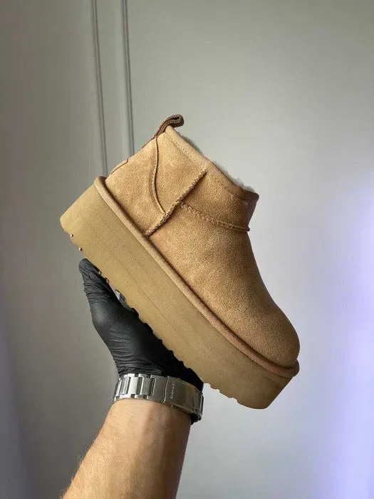 Уггі UGG Ultra Mini Platform Chestnut premium натуральна замша і овчина — фото 4