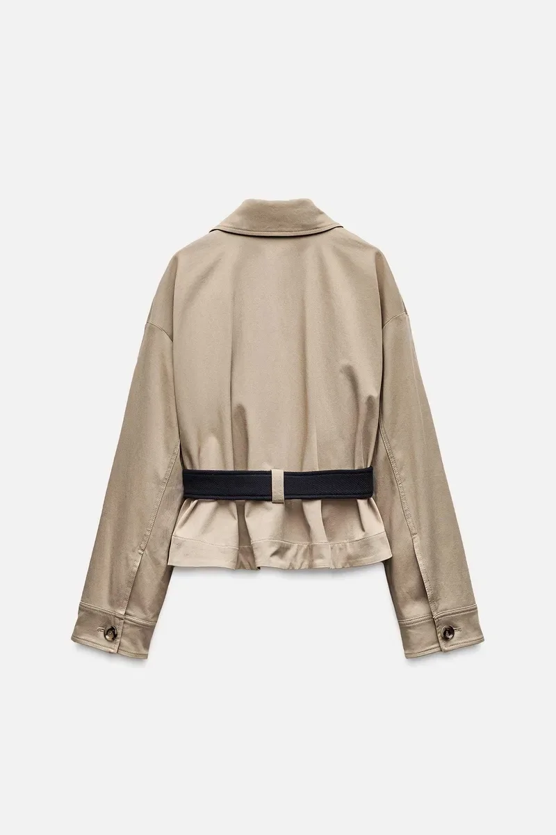 Укорочений тренч куртка-піджак ZARA з поясом S можна M — фото 6