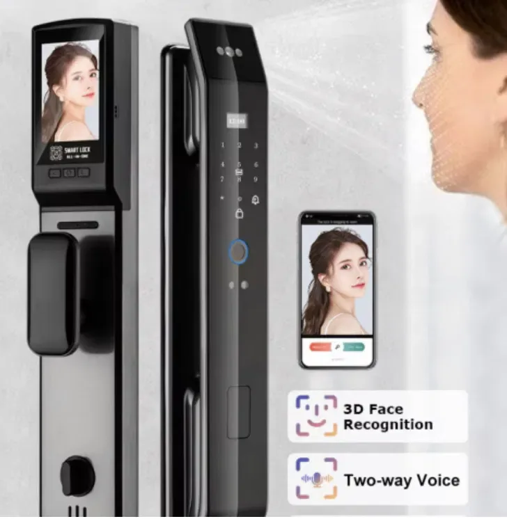 Умный биометрический дверной замок з 3D Face ID-відбитком пальця камерою та Wi-Fi — фото 2