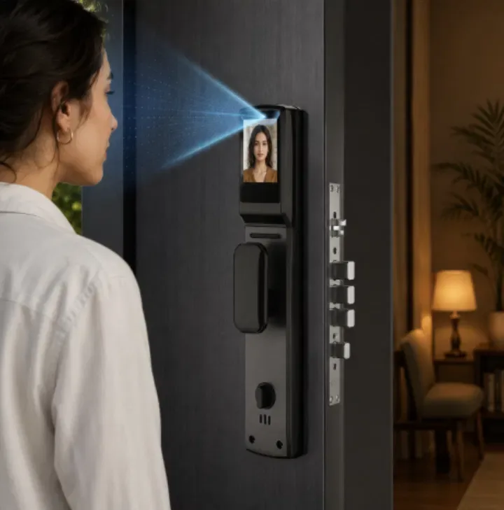 Умный биометрический дверной замок з 3D Face ID-відбитком пальця камерою та Wi-Fi — фото 3