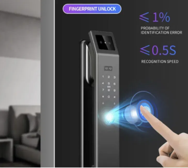 Умный биометрический дверной замок з 3D Face ID-відбитком пальця камерою та Wi-Fi — фото 5